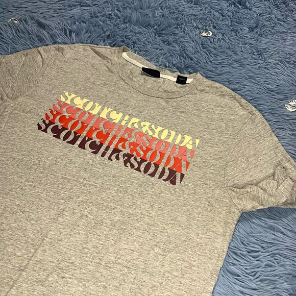 Scotch & Soda Amsterdam Spell Out Graphic Shirt Size Medium Mens Gray Multicolor - Picture 5 of 10